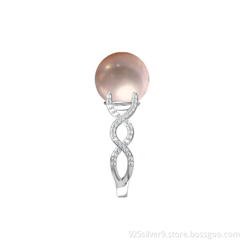 Customized manufacture colour 925 sterling silver ring with CZ&fresh water pearl